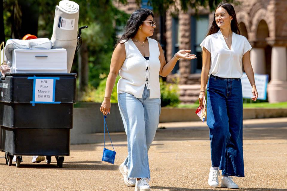 Families move into residence halls during first-year student move-in on Friday, Aug.  15, 2025. Photo by Sarah Conroy.