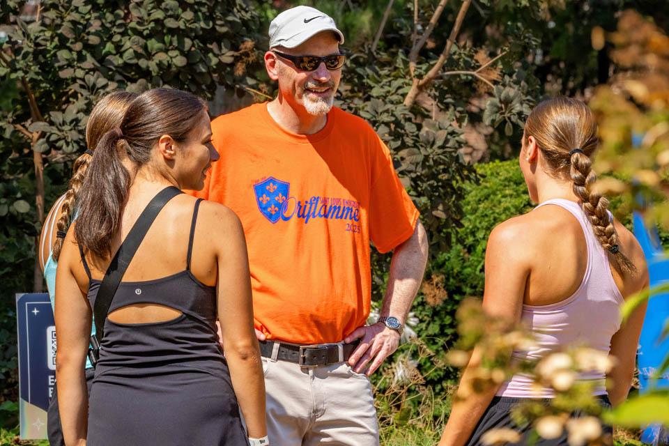 President Edward Feser, Ph.D., greets new students during move-in on Friday, Aug.15, 2025. Photo by Sarah Conroy.