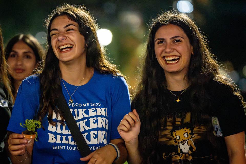 Students mingle during the Billiken Block Party on Aug. 16, 2025. Photo by Sarah Conroy.