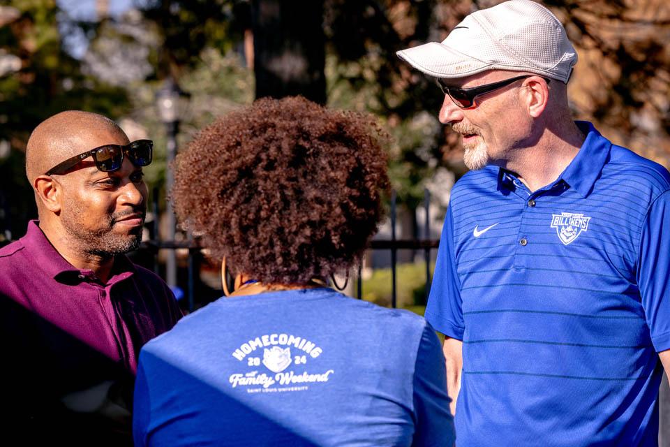 President Edward Feser, Ph.D., chats with attendees at the Black Alumni Association Black Family Rodeo during the Homecoming and Family Weekend on Sept. 27, 2025. Photo by Sarah Conroy. 