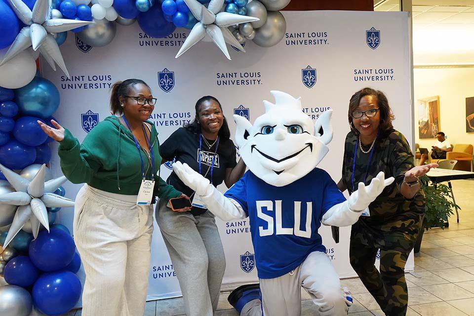 The Billiken celebrates Homecoming and Family Weekend with the SLU community. Photo by Megan Favignano Mansouri.