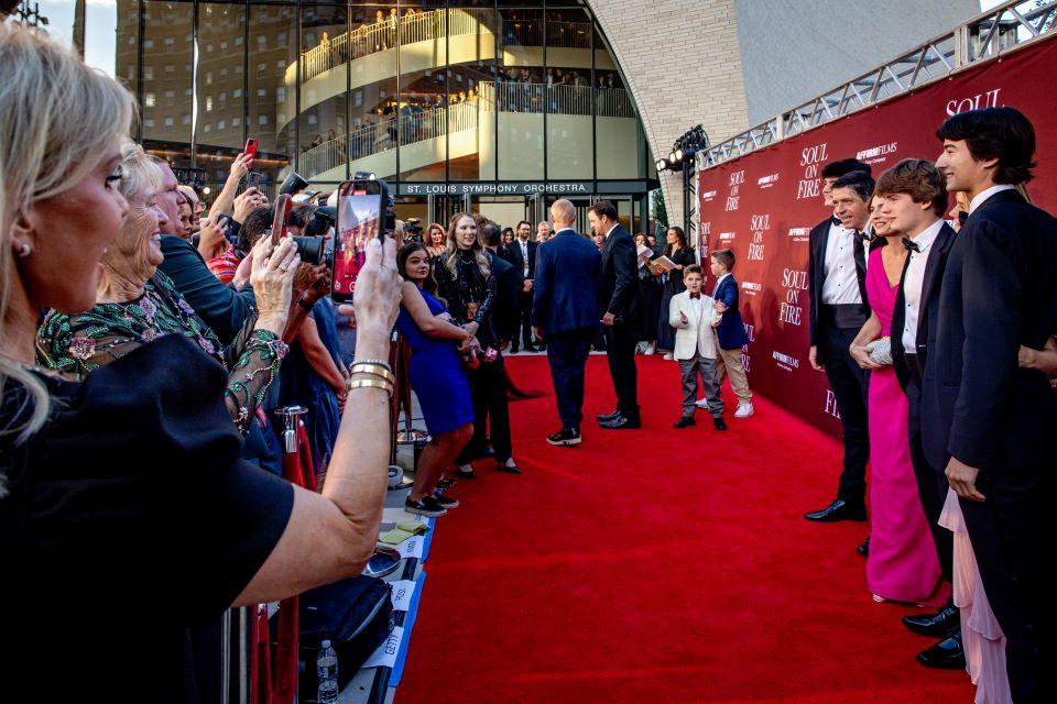 The O’Leary family is photographed on the red carpet during the world premiere of Soul on Fire at Powell Hall on October 2, 2025. Photo by Sarah Conroy. 