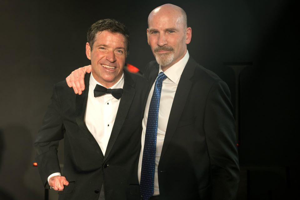 John O’Leary, left, and President Edward Feser, Ph.D, on the red carpet during the world premiere of Soul on Fire at Powell Hall on October 2, 2025. Photo by Sarah Conroy. 