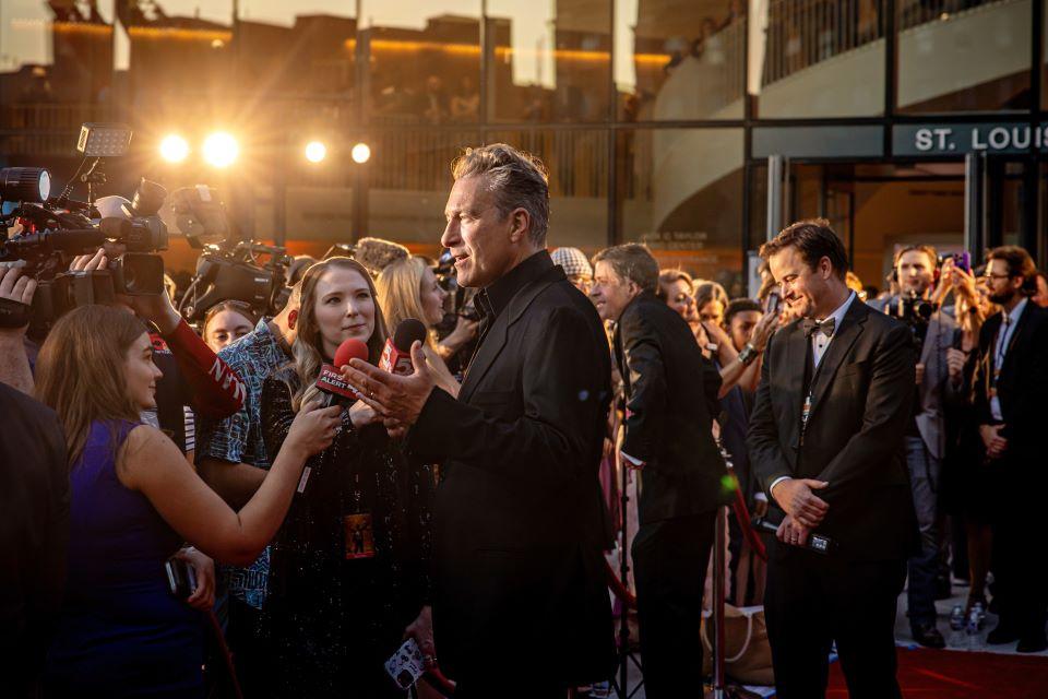 Actor John Corbett is interviewed on the red carpet during the world premiere of Soul on Fire at Powell Hall on October 2, 2025  Photo by Sarah Conroy. 