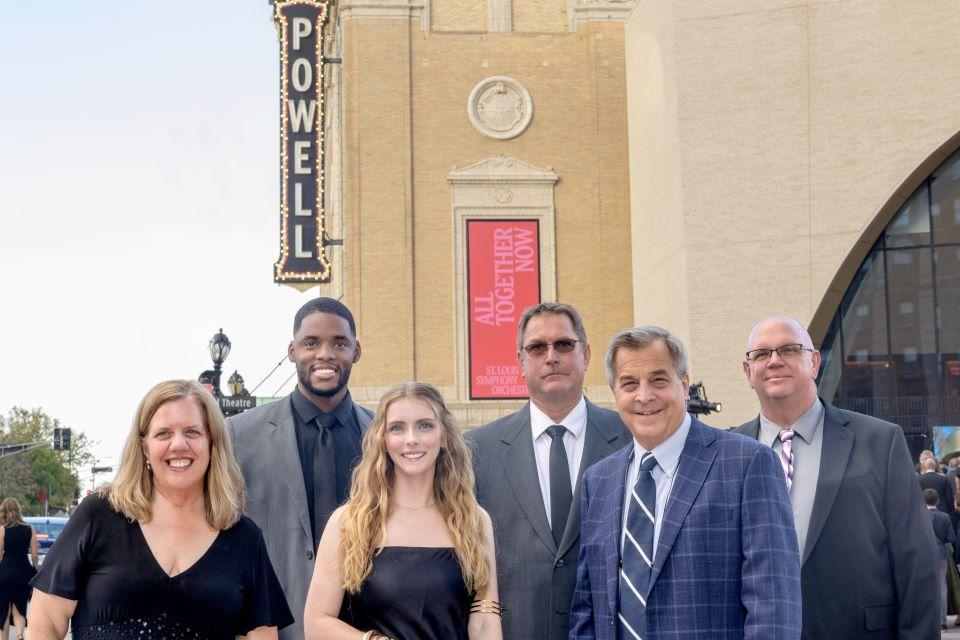 Members of the SLU community who worked to facilitate filming on campus arrive at he world premiere of Soul on Fire at Powell Hall on October 2, 2025. Photo by Sarah Conroy. 
