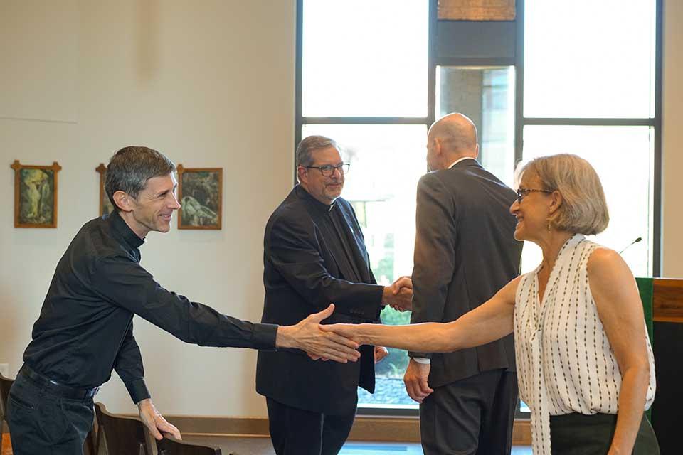 On July 7, 2025, the SLU Jesuits welcomed President Feser, Kathy Feser, and University leaders for a welcome Mass and reception.