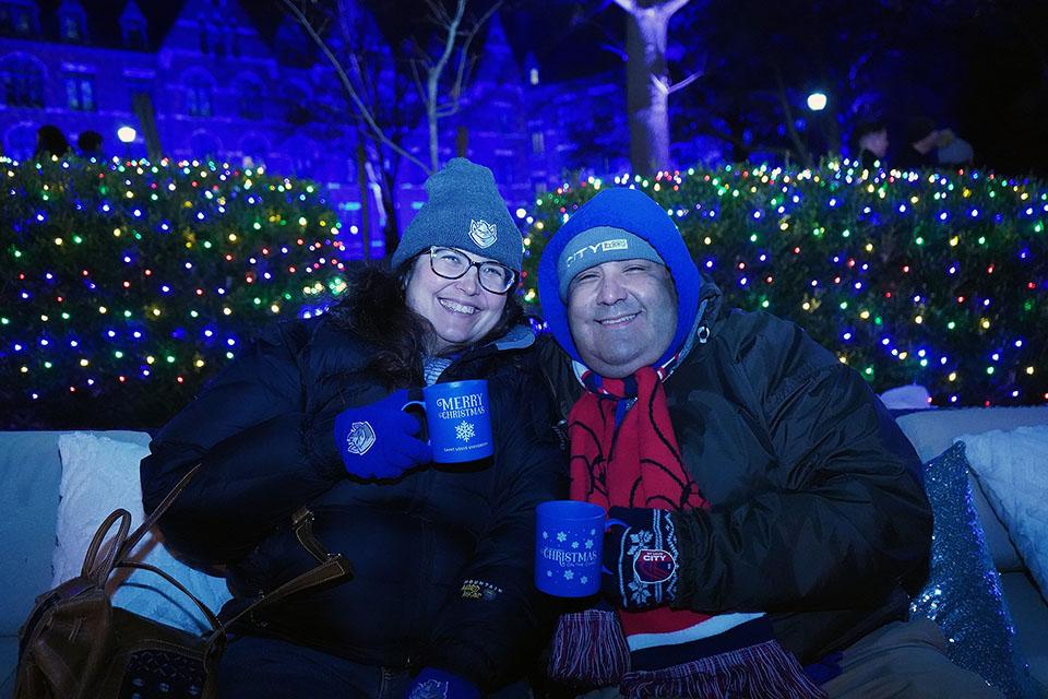 Attendees enjoy hot chocolate during Christmas on the Quad on Dec. 6, 2025. Photo by Megan Favignano Mansouri.