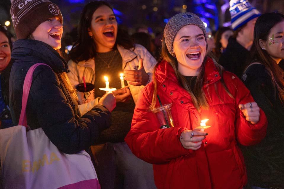 Students count down the lighting of the tree during Christmas on the Quad on Dec. 6, 2025. Photo by Sarah Conroy.