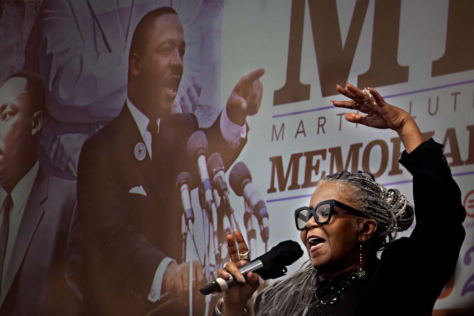 Vanessa Bell Armstrong performs at the MLK Memorial Tribute at Saint Louis University on Thursday, Jan. 22, 2026. Photo by Sarah Conroy.