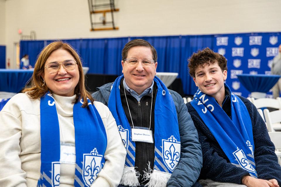 Admitted students and their families celebrated before the men's basketball game vs. La Salle..