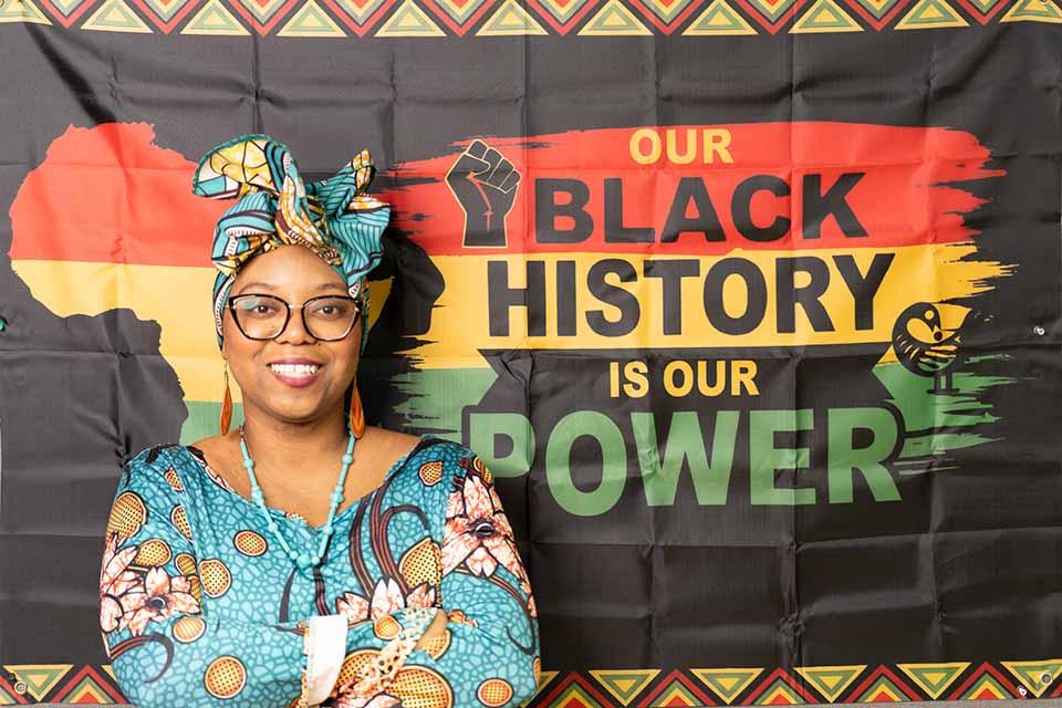 Luella Loseille, assistant director of the Cross Cultural Center for Global Citizenship, poses for a picture at the ceremony. Submitted photo.