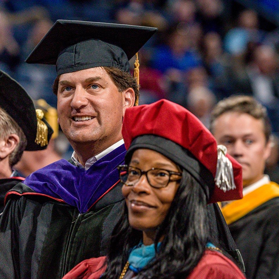 The celebration included delegates representing more than 35 colleges and
universities. 