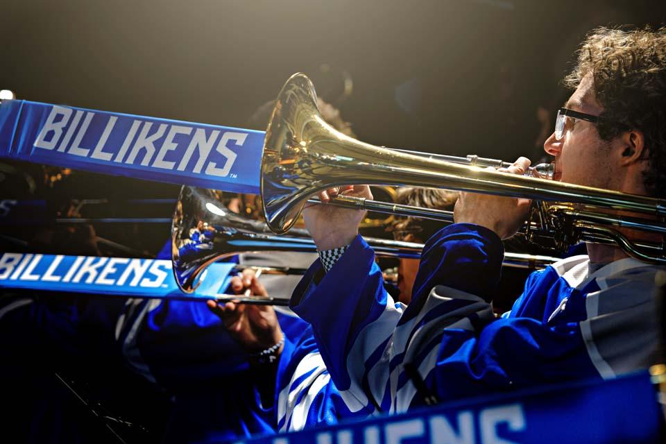 The pep band performs during open practice before the First Round of the NCAA Men’s Basketball Tournament in Buffalo, NY on March 18, 2026. Photo by Sarah Conroy. 