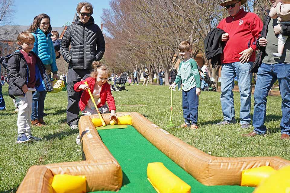 Families enjoy activities at the Easter Egg Hunt on March 28, 2026. Photo by Megan Favignano-Mansouri.