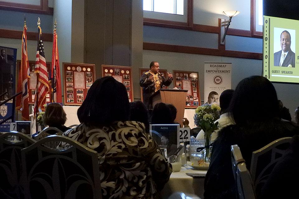 Acclaimed journalist Roland Martin give the keynote speech at the 2020 Martin Luther King Jr. Memorial Tribute Breakfast.