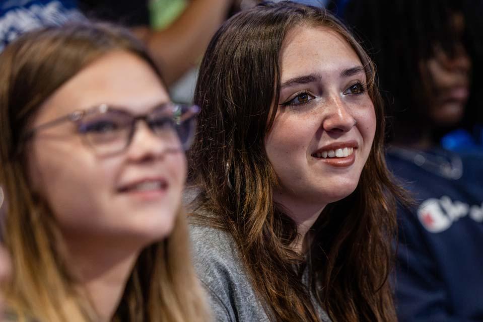 New students listen during convocation on Tuesday, Aug. 18. Photo by Sarah Conroy.