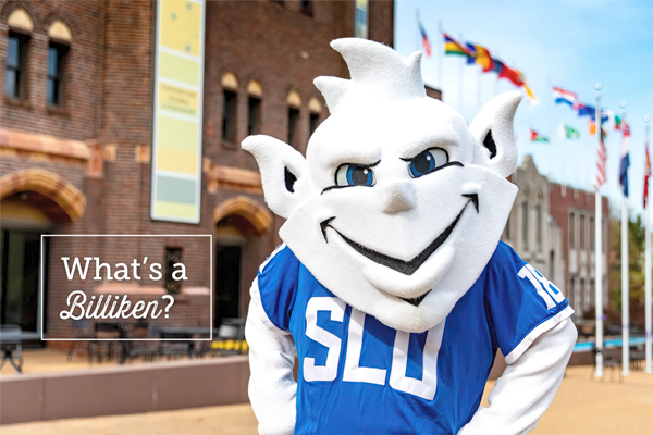 Picture of the SLU Billiken and the word's What's a Billiken
