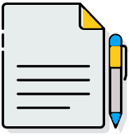 icon containing graphic of paper and pen
