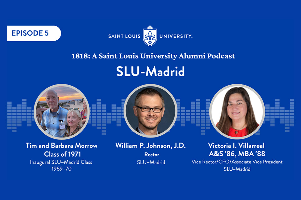 A podcast graphic for “1818: A Saint Louis University Alumni Podcast