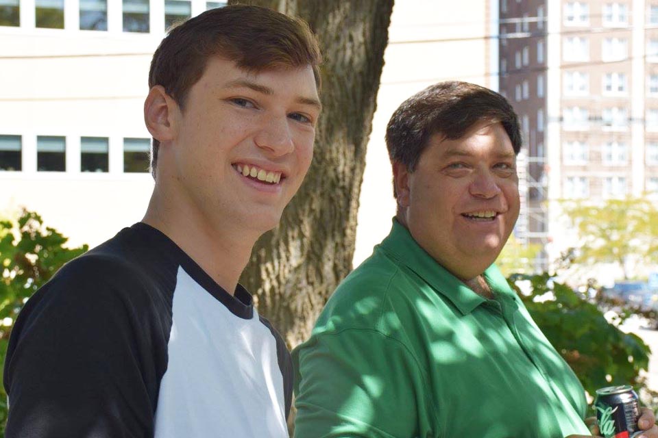 Student and professor at a political science picnic