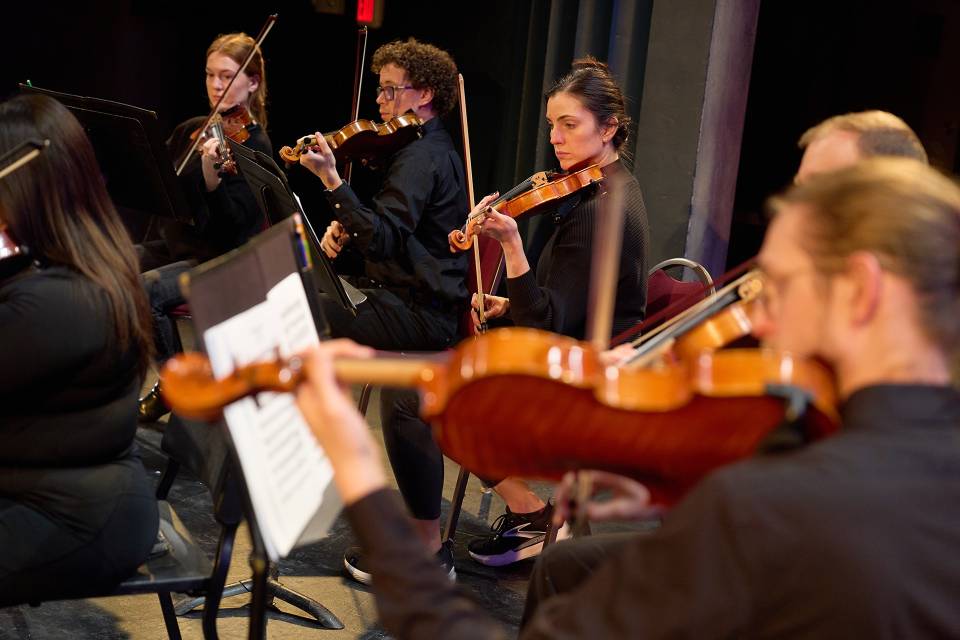 SLU Music Performance A group of string musicians play at a concert