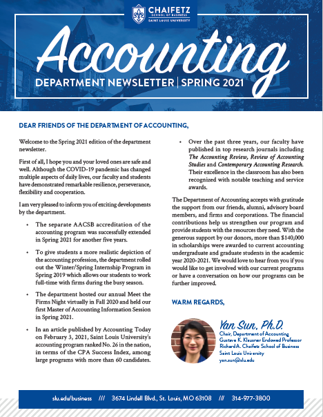 Department of Accounting Spring 2021 Newsletter