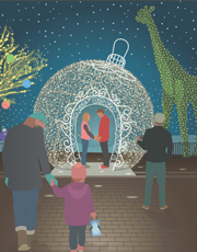 Wild Lights at the Saint Louis Zoo, illustration by Janet Muhm