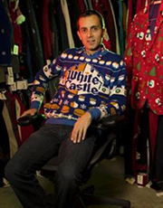 Mike Golomb, MBA, '11 and founder of Ugly Sweater Store