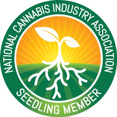 Digital badge that shows a seedling and text that says National Cannabis Industry Association Seedling Member 
