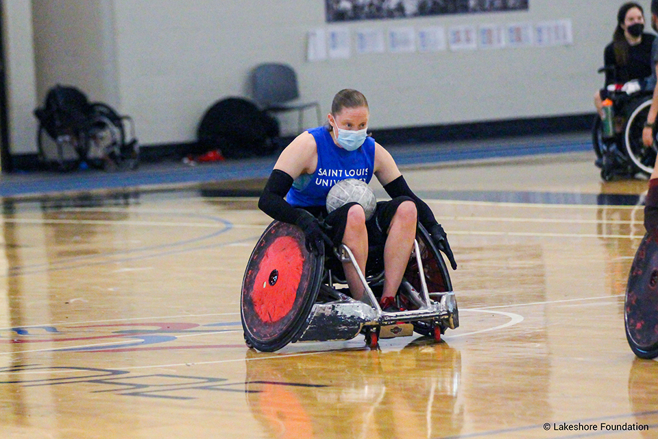 Sarah Adam on the wheelchair rugby court