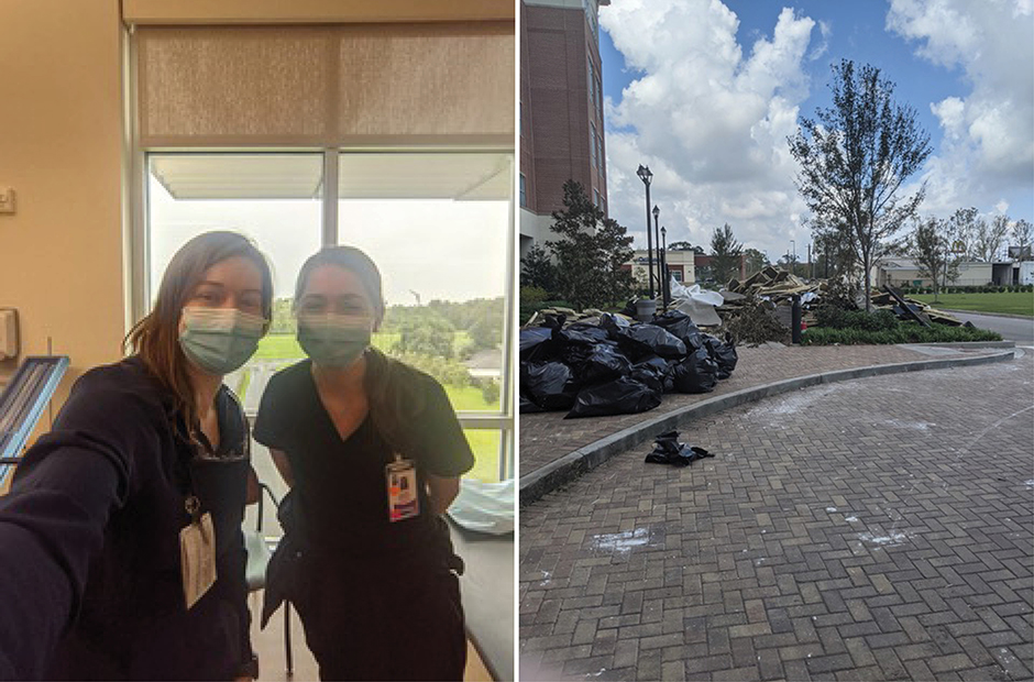 Hardman and Dworak working at hospital in New Orleans during Hurricane Ida