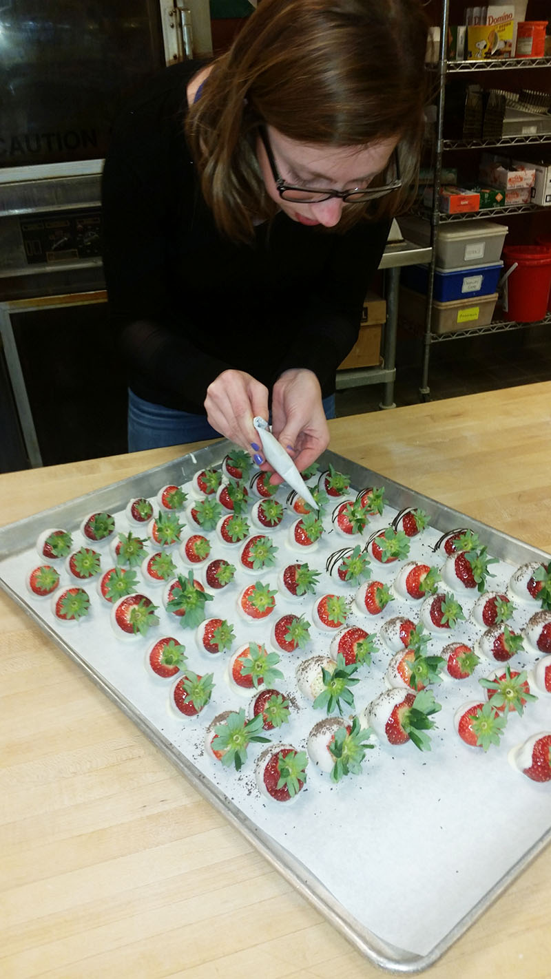 Culinary Club decorating strawberries