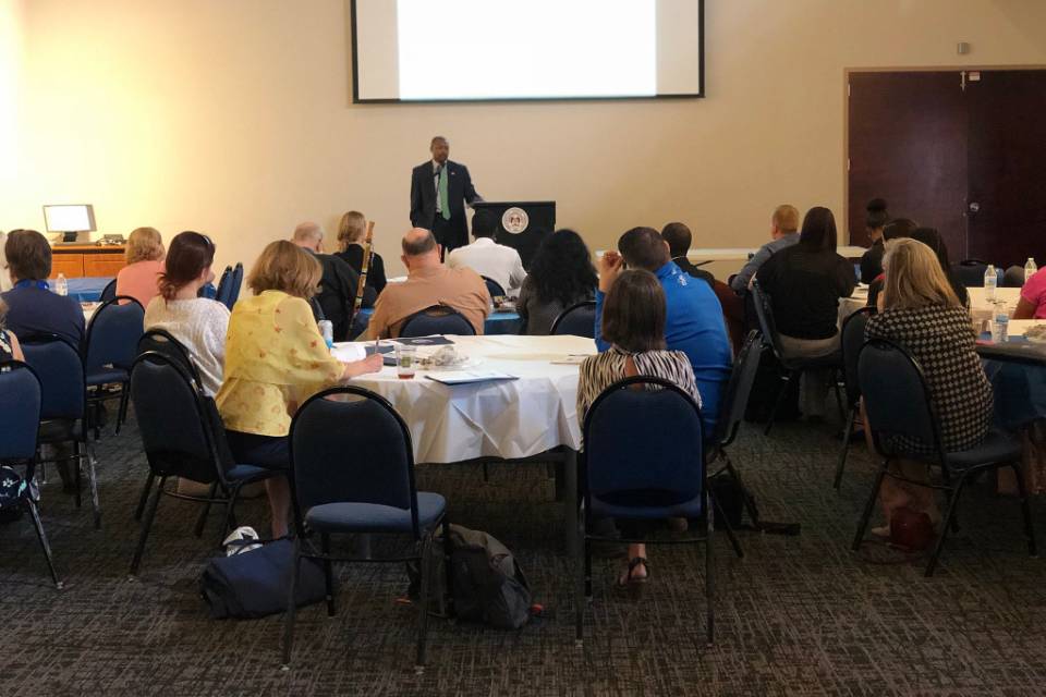 Kelvin Adams, PhD., Superintendent of Schools for the Saint Louis Public Schools speaking during the 2018 Speakers Series