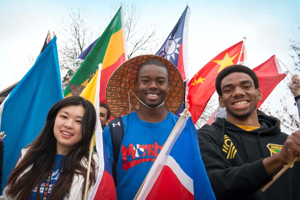 Three Student Flag Bearers at Atlas Week