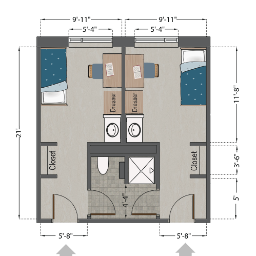 Fusz Hall Single Semi-Suite