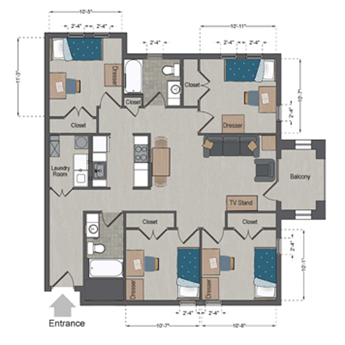 Village Quad Floor Plan Two