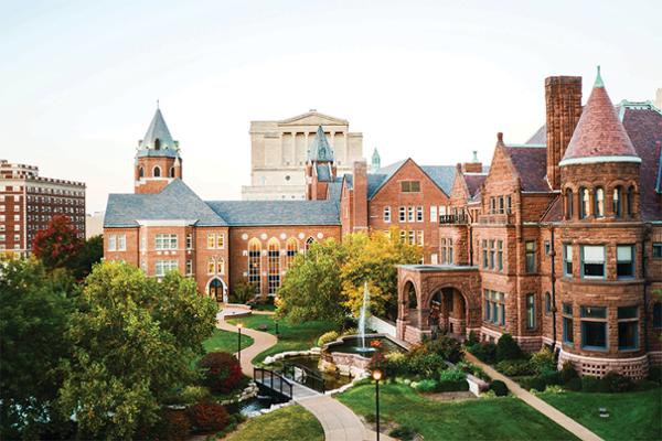 Cook and Davis-Shaughnessy Halls on the campus of Saint Louis University