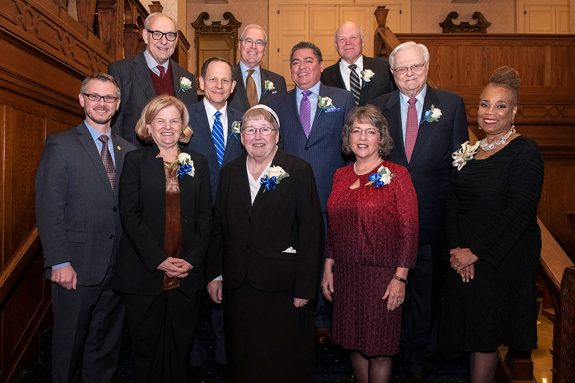 Saint Louis University School of Law Order of the Fleur de Lis 2019 Honorees, with Dean William P. Johnson