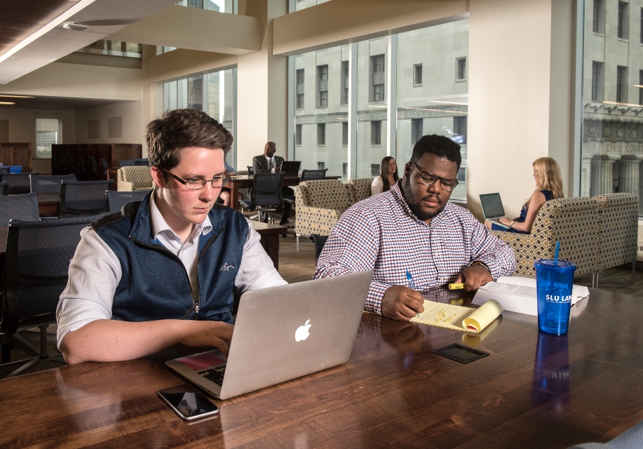 Students study in library