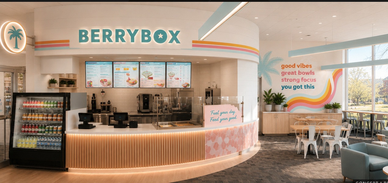AI generated concept art of Berry Box Superfood Bar in Pius XII Memorial Library AI generated concept art of Berry Box Superfood Bar in Pius XII Memorial Library
