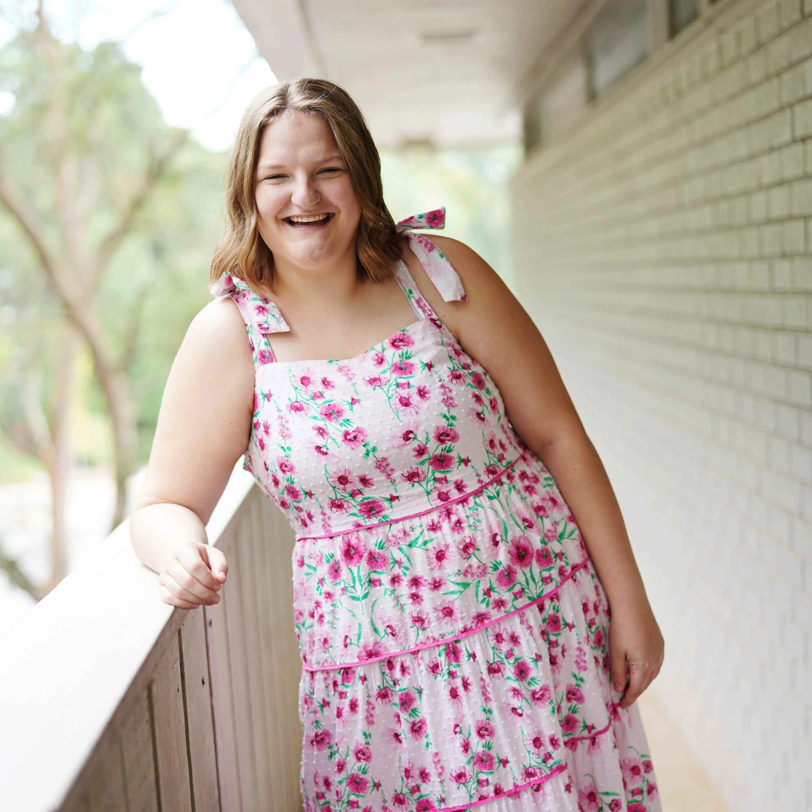 Picture of Elena on a balcony