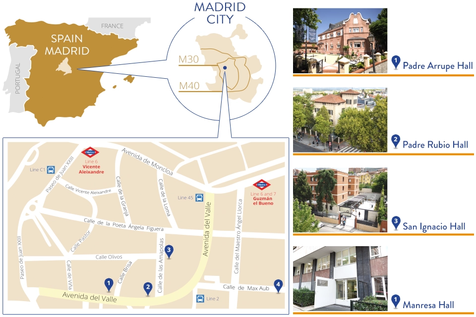 A map with some locations in Madrid