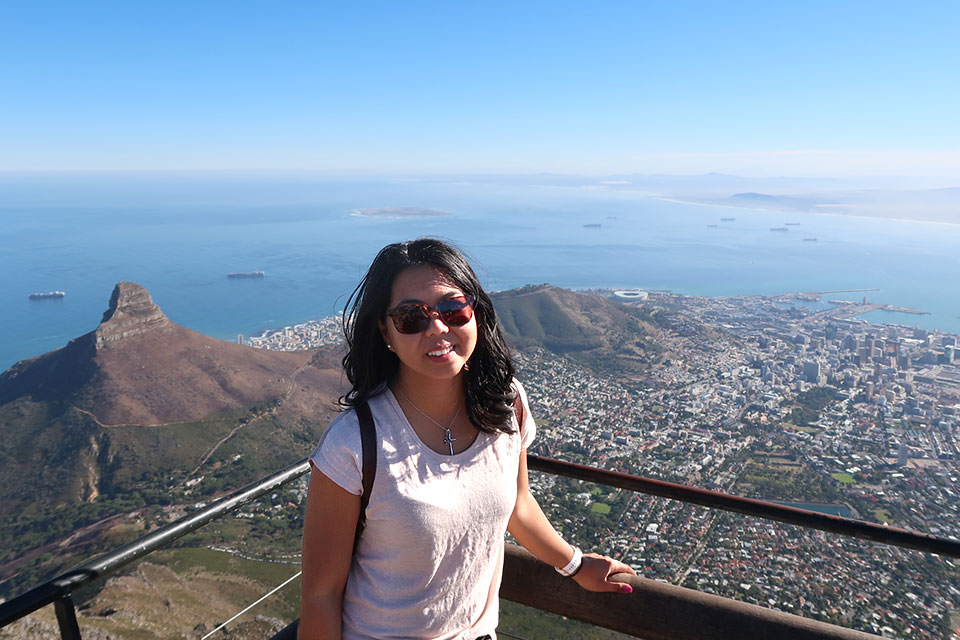 Lorelie Abad '09 on a recent trip to South Africa