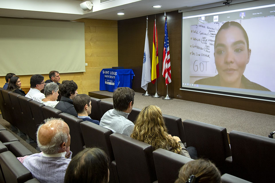 Ms. Benslimane accepting Emerging Leader Award virtually via Zoom. 