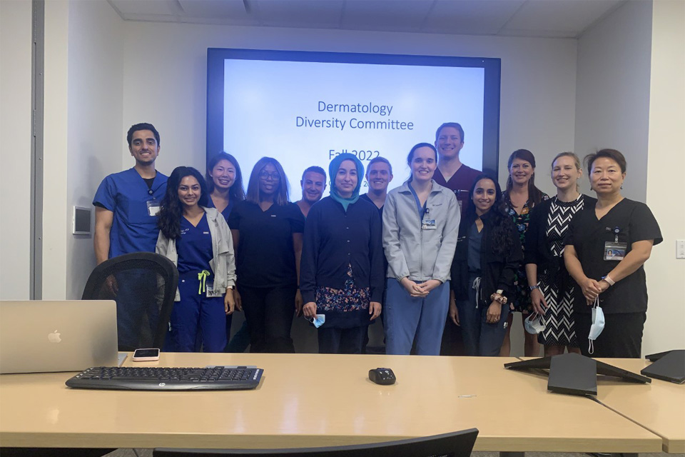 Members of the Department of Dermatology's Diversity and Inclusion Committee gather at their fall 2022 meeting