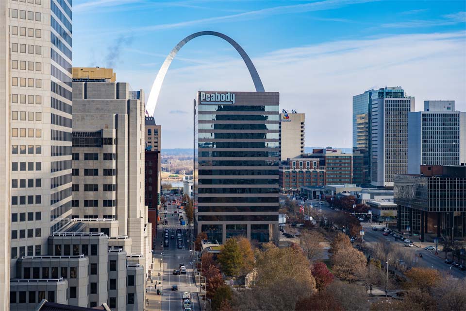 image of the city of Saint Louis with the Arch in the background