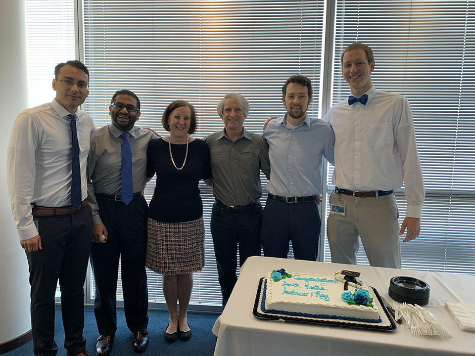 Congratulations to our newest 2019 MD.Ph.D. Graduates, left to right, Kostia Malley University of Nevada Reno School of Medicine- Internal Medicine, Anit Behera University of Chicago Medical Center- Neurology, Dr. Jane McHowat (MD/PhD Program Director), Dr. Andy Lechner (MD/PhD Program Director Emeritus), Andrew Jones Barnes- Jewish Hospital- Internal Medicine, Ray Kreienkamp, St. Louis Children's Hospital- Pediatrics.