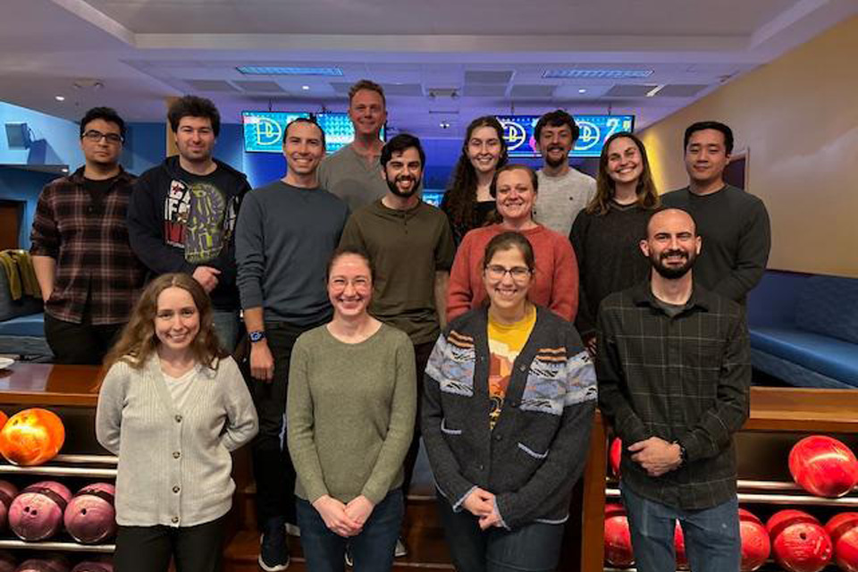 A group of students that are a part of the MD / PhD celebrating their match during bowling A group of students that are a part of the MD / PhD celebrating their match during bowling