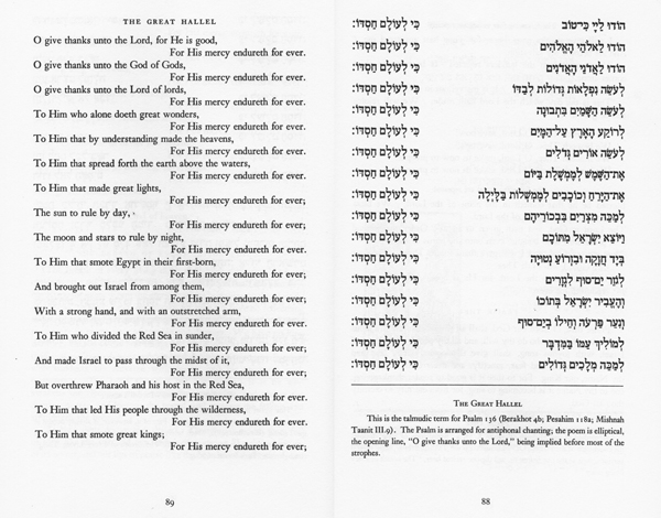 Psalm 136 as printed in the Schocken Haggadah