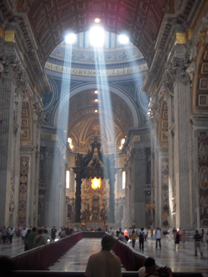 Crepuscular rays in St. Peter's Basilica, Vatican City